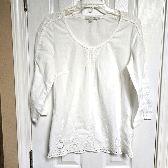 Coldwater Creek Tops - Boden White Eyelet Trim Blouse‎